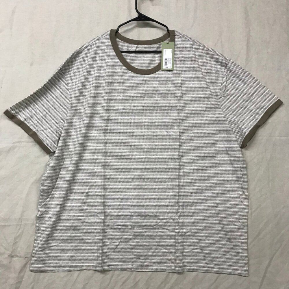 | Set of 12 Goodfellow & Co Mens 4XL Brown Short Sleeve Crew Neck T-Shirt Stripe - Picture 3 of 12